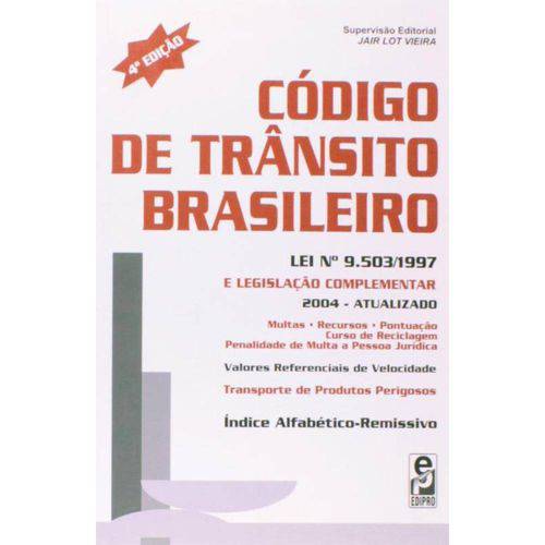 Tamanhos, Medidas e Dimensões do produto Codigo de Transito Brasileiro Lei Nº 9.503/1997 C/ Suplemento Atual 2008 Lei Seca