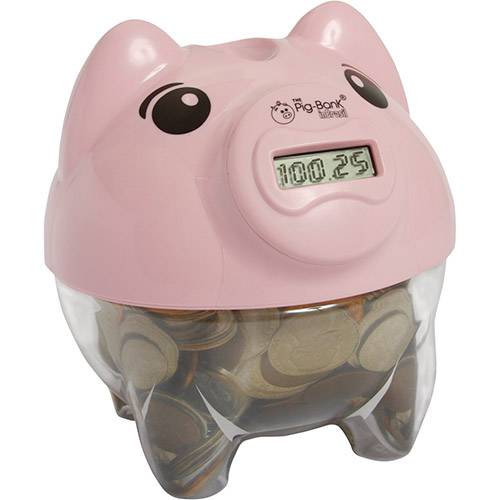 Tamanhos, Medidas e Dimensões do produto Cofre Contador de Moedas Pig Bank Rosa - In Brasil