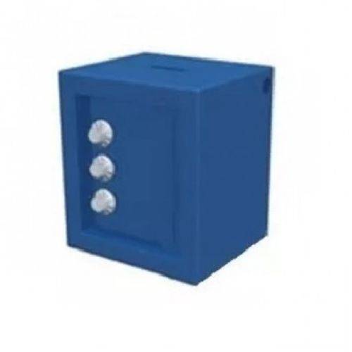 Tamanhos, Medidas e Dimensões do produto Cofre Mini Metal Porta Moedas com 3 Segredo Azul