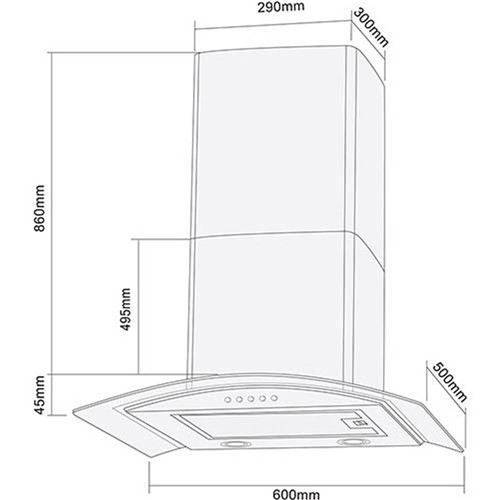 Tamanhos, Medidas e Dimensões do produto Coifa de Parede Cadence Gourmet CFA360 - 60cm Depurador, Exaustor, Inox