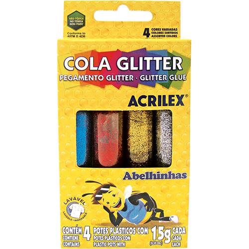 Tamanhos, Medidas e Dimensões do produto Cola Glitter Acrilex 15gr 6 Cores
