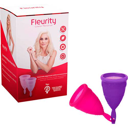 Tamanhos, Medidas e Dimensões do produto Coletor Menstrual Fleurity Flávia Alessandra Tipo 2