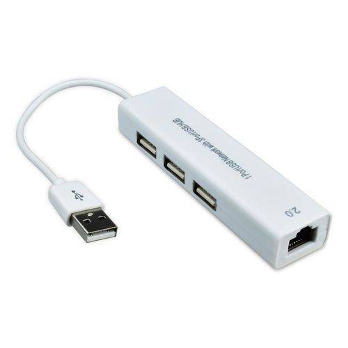 Tamanhos, Medidas e Dimensões do produto Combo HUB USB 2,0 com 3 Portas USB 2,0 e Adaptador para Ethernet RJ45 Fêmea - CQT-H046