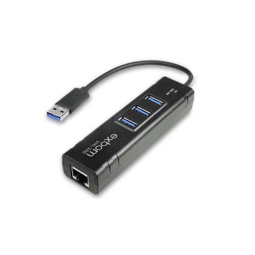 Tamanhos, Medidas e Dimensões do produto Combo Hub USB 3.0 Expansão de 3 Portas USB 3.0 5 Gbps + Entrada Gigabit Ethernet RJ45 Até 1000Mbps