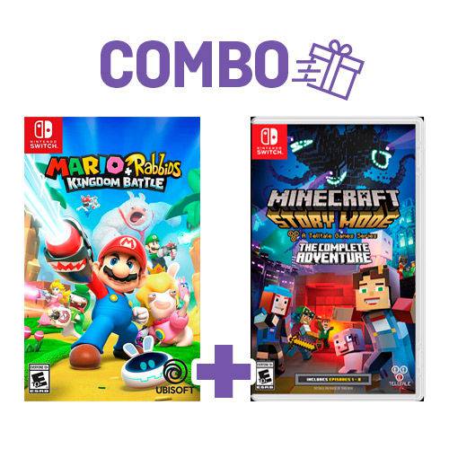 Tamanhos, Medidas e Dimensões do produto Combo Mario + Rabbids: Kingdom Battle + Minecraft Story Mode: The Complete Adventure - Switch