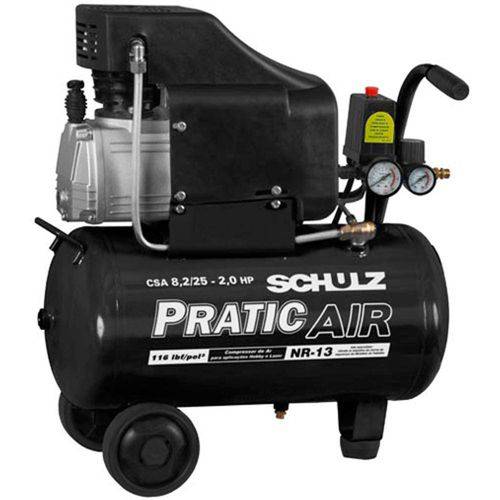 Tamanhos, Medidas e Dimensões do produto Compressor de Ar Pratic Air Csa 8,2/25 S/Kit - Schulz-220v