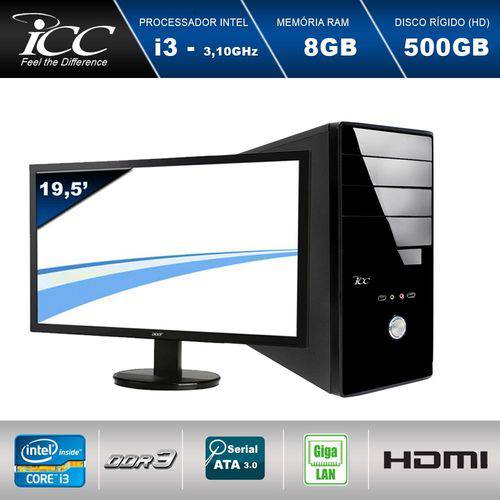 Tamanhos, Medidas e Dimensões do produto Computador com Monitor 19. 5' Led Desktop Icc IV2341S Intel Core I3 3. 10 Ghz 4gb HD 500gb Linux HDMI FULL HD