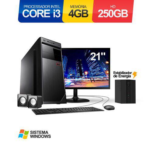 Tamanhos, Medidas e Dimensões do produto Computador Corporate Intel Core I3 2.93Ghz 4Gb HD 250Gb Monitor Led 21'' Kit Teclado Mouse Caixa de Som Estabilizador e com Windows