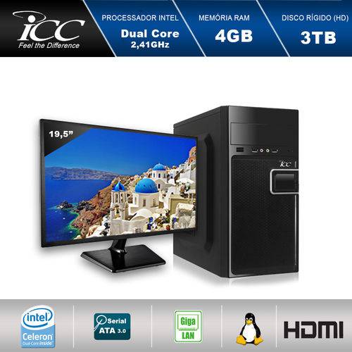 Tamanhos, Medidas e Dimensões do produto Computador Desktop Icc Iv1844sm19 Intel Dual Core 2.41ghz 4gb HD 3tb USB 3.0 Hdmi Full HD Monitor Led 19,5"
