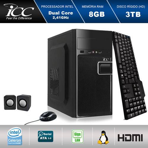 Tamanhos, Medidas e Dimensões do produto Computador Desktop Icc Iv1884k Intel Dual Core 2.41ghz 8gb HD 3tb Teclado, Mouse, Cx de Som Usb3.0 Hdmi Fullhd