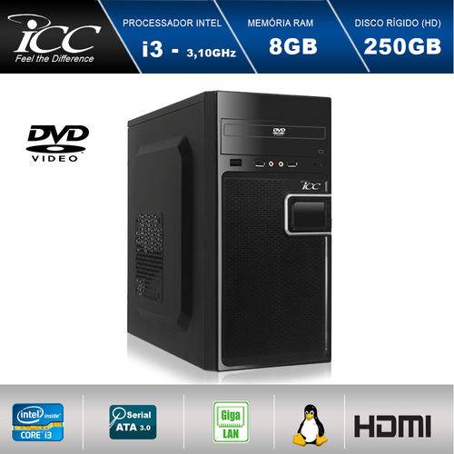 Tamanhos, Medidas e Dimensões do produto Computador Desktop Icc Iv2380d2 Intel Core I3 3.10 Ghz 8gb HD 250gb Dvdrw USB 3.0 Hdmi Full HD