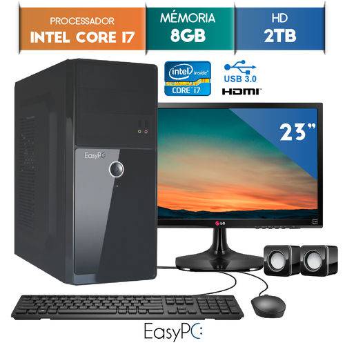 Tamanhos, Medidas e Dimensões do produto Computador EasyPC Intel Core I7 8GB 2TB Monitor 23 LG 23MP55 HQ