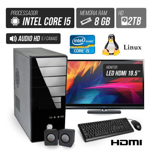 Tamanhos, Medidas e Dimensões do produto Computador Flex Computer Advanced I Intel Core I5 8GB DDR3 2TB HDMI Áudio 5,1 Monitor LED 19.5