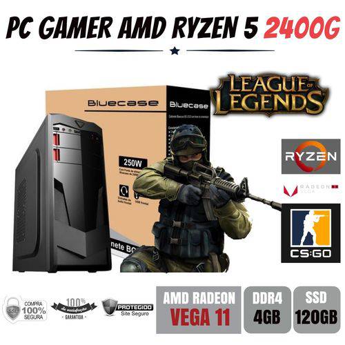 Tamanhos, Medidas e Dimensões do produto Computador Gamer Amd Ryzen 5 2400g 3.6ghz Ddr4 Ssd 120gb