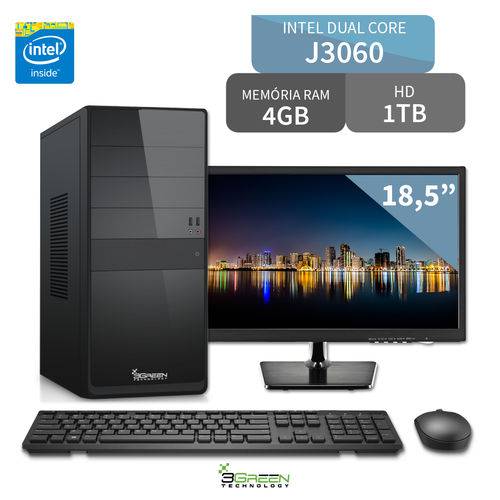 Tamanhos, Medidas e Dimensões do produto Computador 3green Intel Dual Core J3060 4gb 1tb com Monitor Led 18.5 Hdmi Usb 3.0 Mouse Teclado