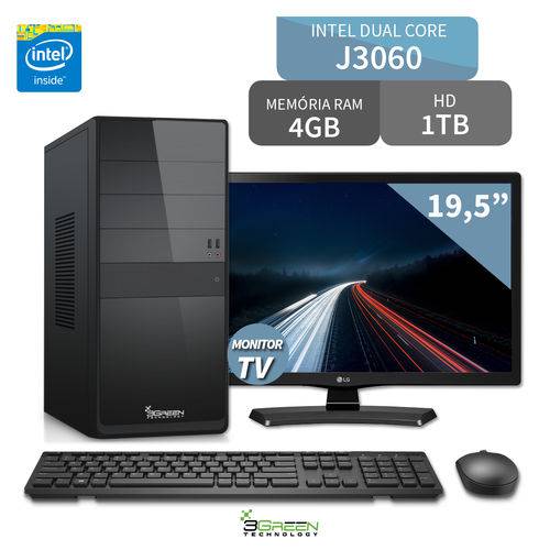 Tamanhos, Medidas e Dimensões do produto Computador 3green Intel Dual Core J3060 4GB 1TB com TV Monitor LG 19.5 20MT49DF-PS HDMI USB 3.0