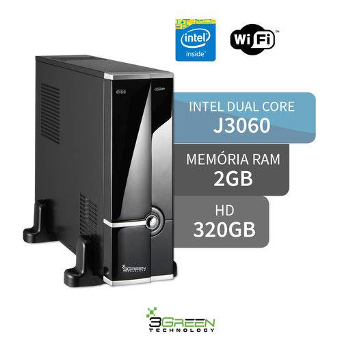 Tamanhos, Medidas e Dimensões do produto Computador 3green Slim Intel Dual Core J3060 2gb 320gb Wifi Hdmi Usb 3.0