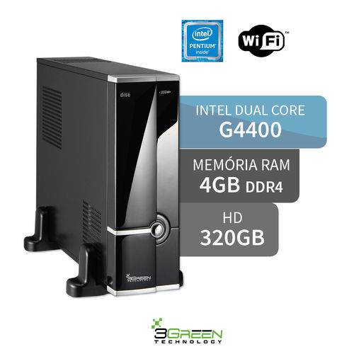 Tamanhos, Medidas e Dimensões do produto Computador 3green Slim Intel Dual Core Pentium G4400 4GB DDR4 320GB Wifi HDMI USB 3.0