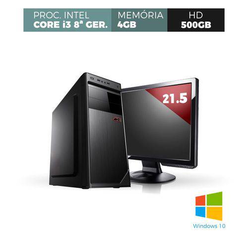 Tamanhos, Medidas e Dimensões do produto Computador Intel Core I3 8º Geração, 4Gb Memória Ddr3, HD 1tb Windows Monitor 21'5