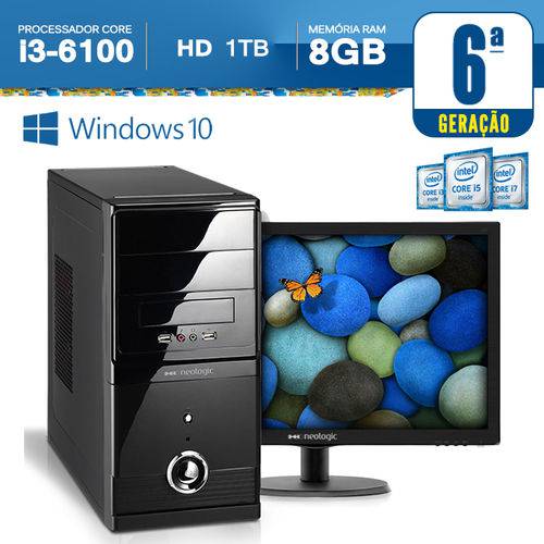 Tamanhos, Medidas e Dimensões do produto Computador Neologic NLI56956 Intel Core I3-6100 4GB 1TB + Monitor 18,5" Windows 10