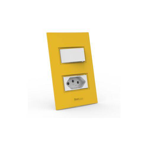 Tamanhos, Medidas e Dimensões do produto Conjunto 1 Interruptor Intermediário + Tomada 10A - Beleze Amarelo Girassol Enerbras
