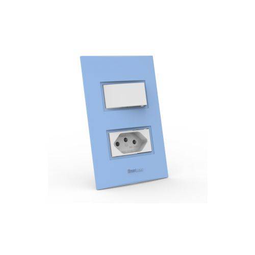 Tamanhos, Medidas e Dimensões do produto Conjunto 1 Interruptor Intermediário + Tomada 20A - Beleze Azul Pastel Enerbras