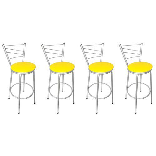Tamanhos, Medidas e Dimensões do produto Conjunto 4 Banquetas Clássica Tubo Cinza com Assento Amarelo - Itagold
