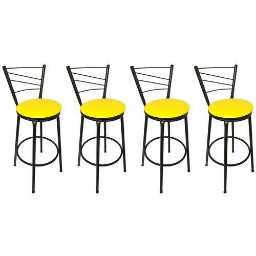 Tamanhos, Medidas e Dimensões do produto Conjunto 4 Banquetas Clássica Tubo Preto com Assento Amarelo - Itagold