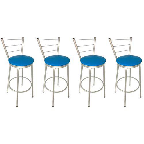 Tamanhos, Medidas e Dimensões do produto Conjunto 4 Banquetas Concept Tubo Cinza com Assento Azul - Itagold