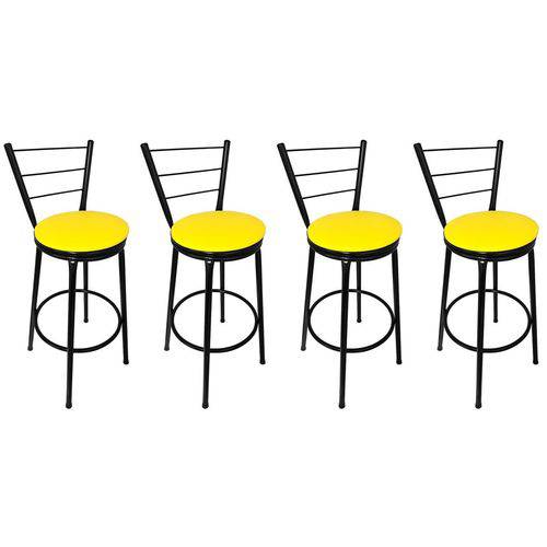 Tamanhos, Medidas e Dimensões do produto Conjunto 4 Banquetas Concept Tubo Preto com Assento Amarelo - Itagold