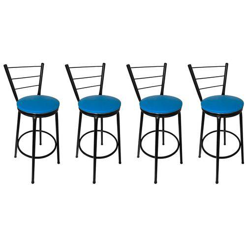 Tamanhos, Medidas e Dimensões do produto Conjunto 4 Banquetas Concept Tubo Preto com Assento Azul - Itagold