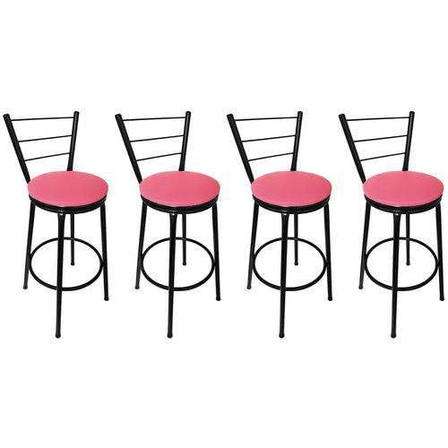 Tamanhos, Medidas e Dimensões do produto Conjunto 4 Banquetas Concept Tubo Preto com Assento Pink - Itagold