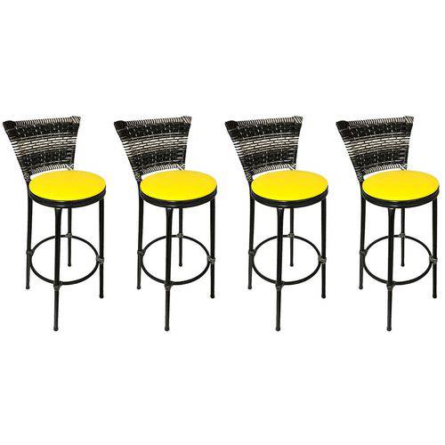 Tamanhos, Medidas e Dimensões do produto Conjunto 4 Banquetas Eleganza Junco Degrade Assento Amarelo - Itagold