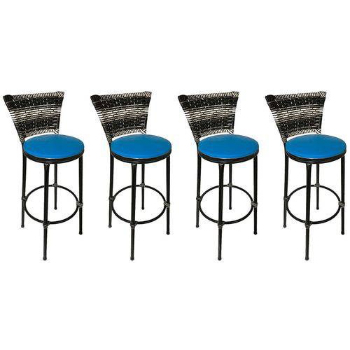 Tamanhos, Medidas e Dimensões do produto Conjunto 4 Banquetas Eleganza Junco Degrade Assento Azul - Itagold
