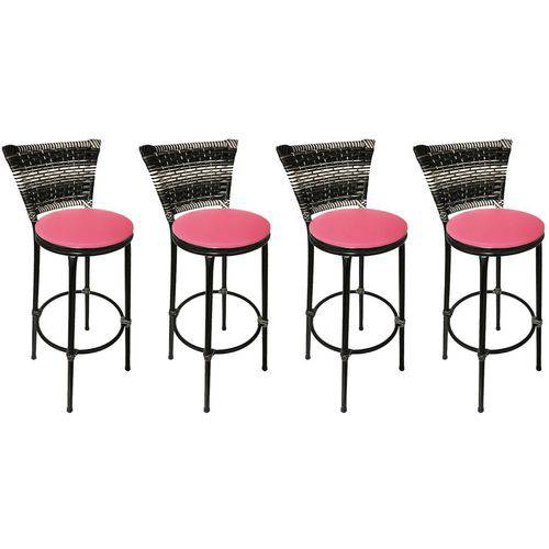 Tamanhos, Medidas e Dimensões do produto Conjunto 4 Banquetas Eleganza Junco Degrade Assento Pink - Itagold