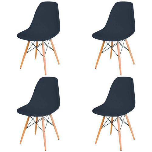 Tamanhos, Medidas e Dimensões do produto Conjunto 4 Cadeiras Charles Eames Eiffel com Base Madeira - Preta