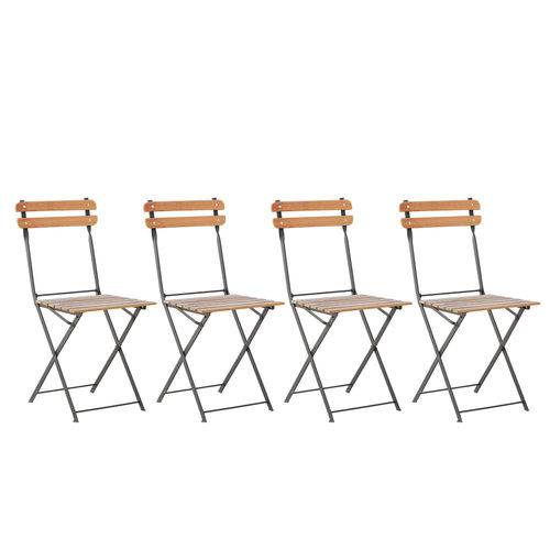Tamanhos, Medidas e Dimensões do produto Conjunto 4 Cadeiras Dobrável Ferro e Madeira Maciça - Natural