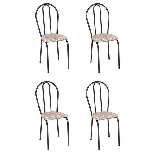 Tamanhos, Medidas e Dimensões do produto Conjunto 4 Cadeiras Hécate Cromo Preto e Estampa Rattan