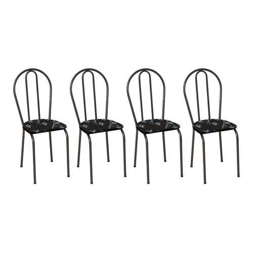 Tamanhos, Medidas e Dimensões do produto Conjunto 4 Cadeiras Hécate Cromo Preto e Preto Flor