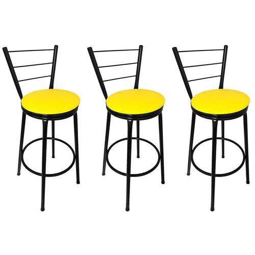 Tamanhos, Medidas e Dimensões do produto Conjunto 3 Banquetas Concept Tubo Preto com Assento Amarelo - Itagold