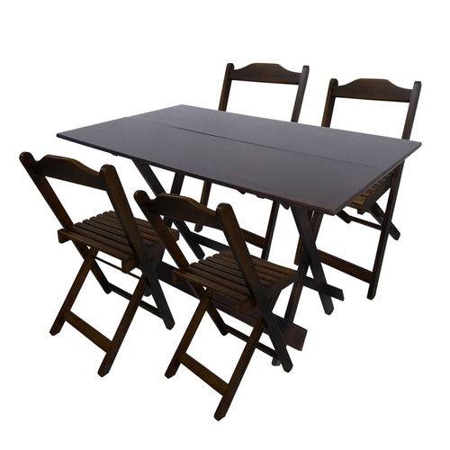 Tamanhos, Medidas e Dimensões do produto Conjunto Bar Dobrável Mesa 120 X 70 Cm com 4 Cadeiras Dobráveis de Madeira - Imbuia