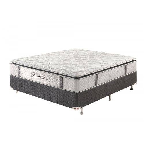 Tamanhos, Medidas e Dimensões do produto Conjunto Box Casal Mola Belvedere Top Cervical 138cmx188cm Siena Móveis Prata/cinza