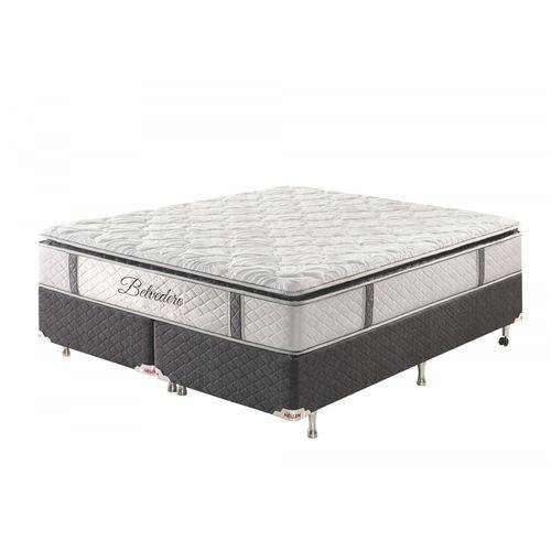 Tamanhos, Medidas e Dimensões do produto Conjunto Box Queen Mola Belvedere Top Cervical 158cmx198cm Siena Móveis Prata/cinza