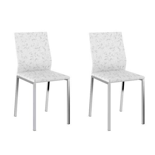Tamanhos, Medidas e Dimensões do produto Conjunto 2 Cadeiras 1804 Comtemporânea Tecido Fantasia Branco Cromado