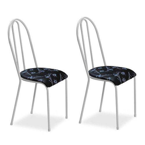 Tamanhos, Medidas e Dimensões do produto Conjunto 2 Cadeiras Alicante Branco e Preto Floral