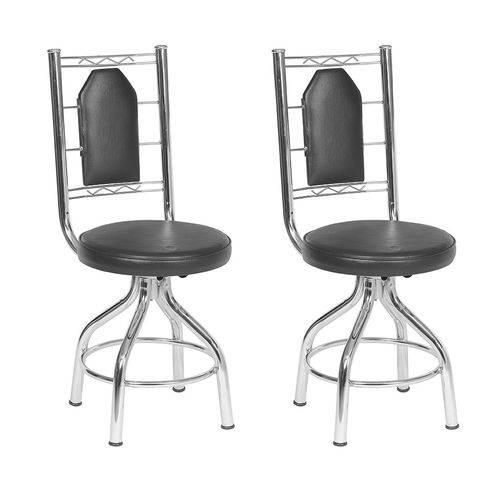 Tamanhos, Medidas e Dimensões do produto Conjunto 2 Cadeiras Ca-955 Cromada Preto Quadriculado Giratória Assento Alto