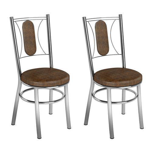 Tamanhos, Medidas e Dimensões do produto Conjunto 2 Cadeiras Ca-990 Cromada Tabaco Quadriculado Assento Alto