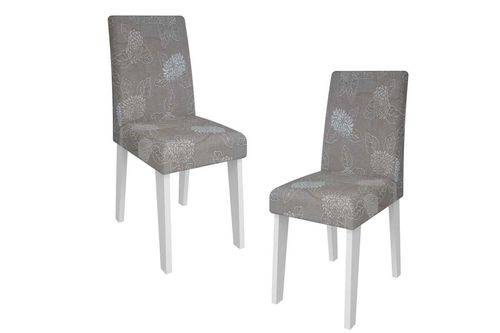 Tamanhos, Medidas e Dimensões do produto Conjunto 2 Cadeiras Cimol Milena - Cor Nogueira - Assento/Encosto Sued Bege