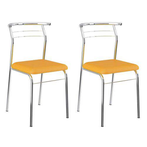Tamanhos, Medidas e Dimensões do produto Conjunto 2 Cadeiras Cromada 1708 Amarelo Ouro e