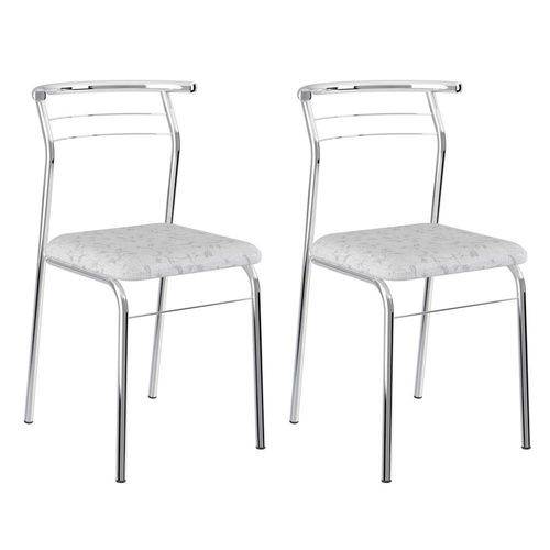 Tamanhos, Medidas e Dimensões do produto Conjunto 2 Cadeiras Cromada 1708 Fantasia Branco e